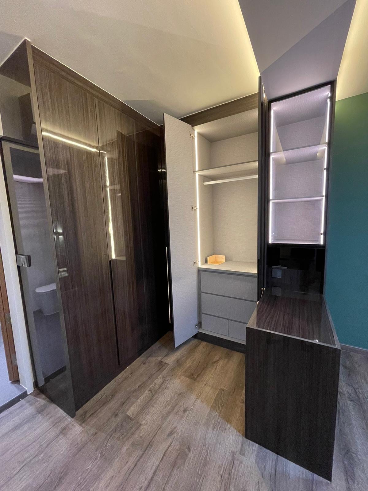 6 Haig Road modern minimalist interior with custom oak kitchen island and warm illumination